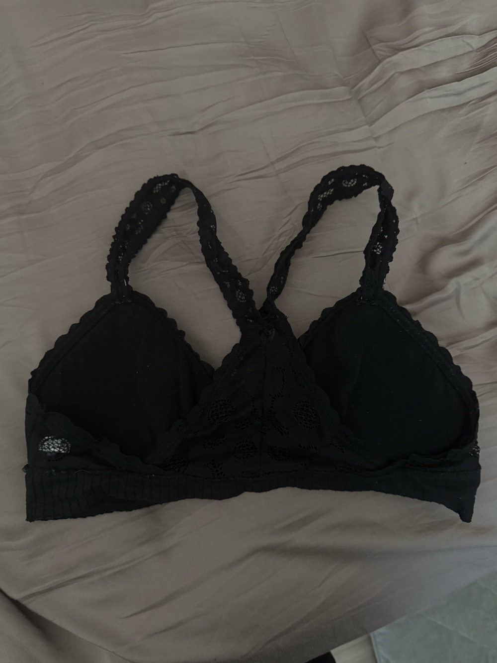 Black Lace Racerback Bralette - Women Intimates & Sleepwear size M - Picture 2 of 5